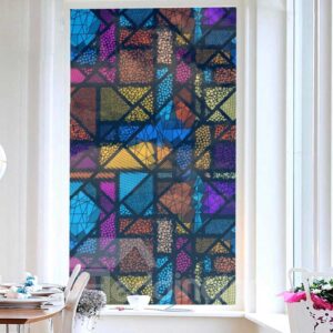 Colorful Geometric Patterns Painted Window Film No-glue Glass Static Sticker