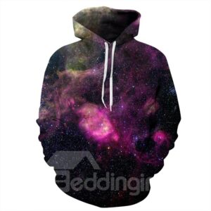 Red Galaxy Sky Long Sleeve 3D Pattern Hoodie