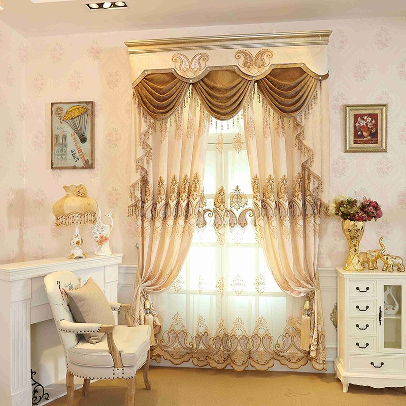 Beige Bright Color Embroidered Floral Decorative Custom Sheer Curtains - Image 9
