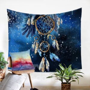 A Double Blue Dream Catcher Decorative Hanging Wall Tapestry