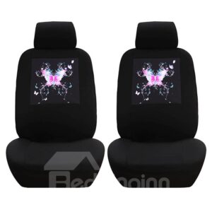 Car Seat Covers for Front Seats, Black Butterfly Print Easy To Clean Seat Covers, Premium Neoprene Seat Protectors, Universal Fit Accessories for Auto Truck Van SUV