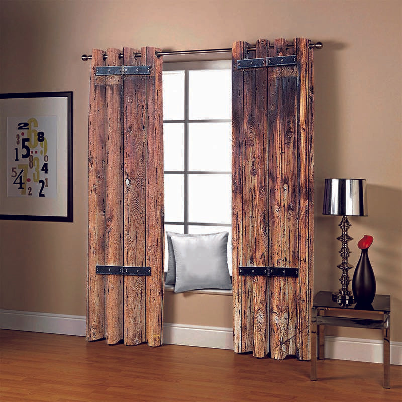 Vintage House Old Wooden Doors Blackout 3D Scenery Curtains - Image 4