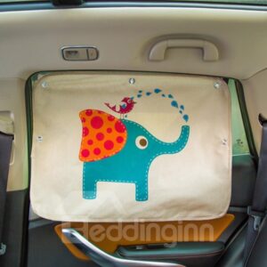 Cartoon Style Blue Elephant And Red Bird Pattern£¬ UV Resistant Fabric Strong Adsorption Power£¬ Inodorous Atoxic Sun Shade