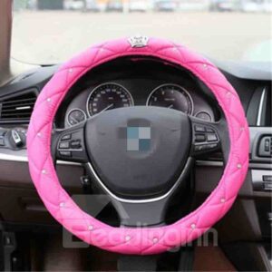 Crown With Diamond,Leather Material Popular Series Car Steering Cover