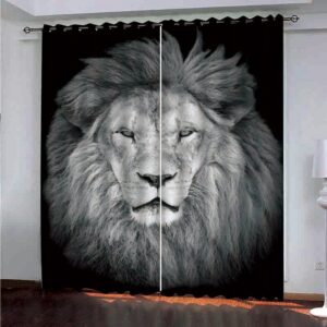 3D Natural Wildness White Lion Printed Blackout Animal Print Curtains