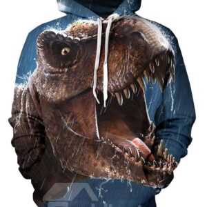 Jurassic Park Dinosaur Tyrannosaurus in the Rain Printed 3D Animal Galaxy Hoodies Sweatshirts Pullover