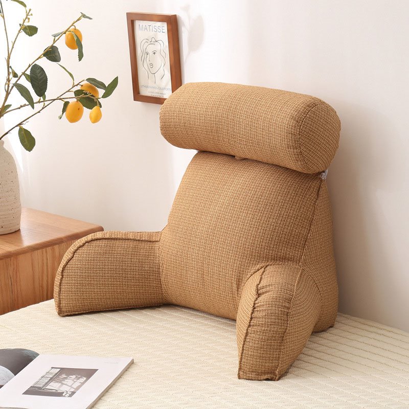 Reading Pillows with Arms Adjustable Memory Foam Bed Rest Chair Sitting Up Detach Neck Roll Removable Cover - Image 3