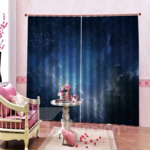 Space Night Time Universe Stars and Nebulas Distant Parts of Galaxy 3D Scenery Curtain 200g/m2 Polyester 80% Shading Rate and UV Rays Environmentally Friendly Printing No Pilling No Fading