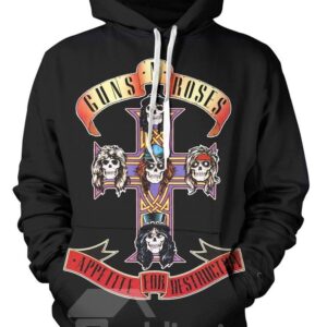 Guns and Roses Theme Fashion Long Sleeve Pirate Printed Men's Hoodies