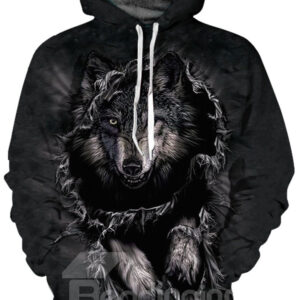 Long Sleeve Lonely Wolf Pattern 3D Painted Hoodie