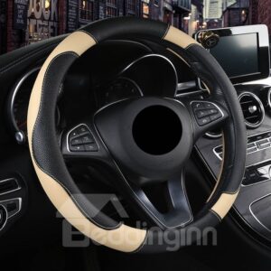 Simple Style High Quality Wear-Resistant Leather Fabric Color Matching Feel Good Don't Slip All Seasons Universal Steering Wheel Covers