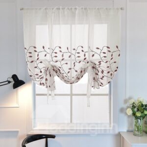 Modern Decor Delicate Embroidery Voile Soft Roman Shades