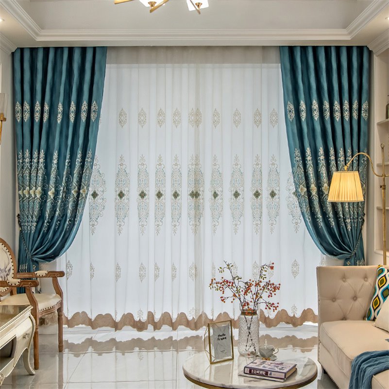 Beige Embroidery Tulle Blackout Noble Sheer Curtain for Living Room Bedroom Window Decor Custom 2 Panels Breathable Voile - Image 2