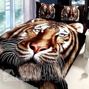 Stunning Tiger Pirnted Mink Cashmere-Like Material Thick Bed Blanket