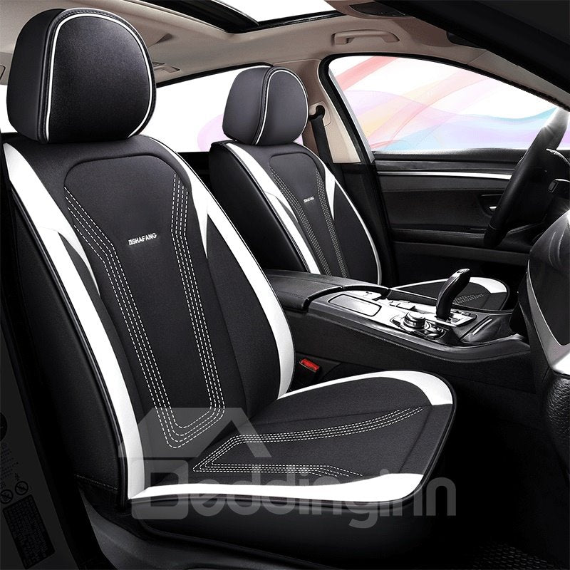 Full Set 5 Seaters Car Seat Covers with Waterproof Leather Automotive Vehicle Cushion Cover Universal for Most Sedan SUV Truck Front and Rear Split Bench Protection - Image 3