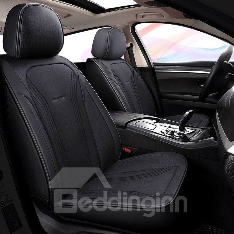 Full Set 5 Seaters Car Seat Covers with Waterproof Leather Automotive Vehicle Cushion Cover Universal for Most Sedan SUV Truck Front and Rear Split Bench Protection - Image 2