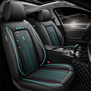 5-Seater Full Seat Car Seat Covers Durable Unfading Waterproof Faux Leatherette Automotive Vehicle Cushion Cover for Cars SUV Pick-up Truck Universal Fit Set for Auto Interior Accessories