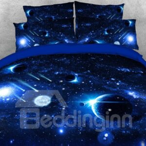 5-Piece Planet Galaxy 3D Bedding Set/Comforter Set Machine Washable Soft Lightweight Warm Blue