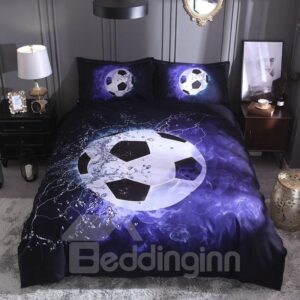 Water and Fire Football/Soccer Digital Printing Polyester 3D 3-Piece Bedding Sets/Duvet Covers