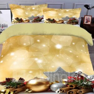 Christmas Ornament Duvet Cover Set 3D Christmas 4-Piece Polyester Bedding Sets/Duvet Covers
