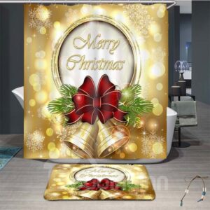 3D Christmas Decor Waterproof Mildew Resistant Shower Curtain 100% Anti-Bacterial