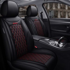 5 Seats Wear Resistant Leather Easy To Install Luxurious Color Brilliancy Plaid Leather Universal Car Seat Cover Automotive Vehicle Cushion Cover for 5 Seat Cars SUV