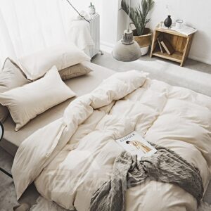 Solid Color Cotton Duver Cover Set Simple Style 4-Piece Soft Bedding Sets Full/Queen/King Size Fitted Sheet