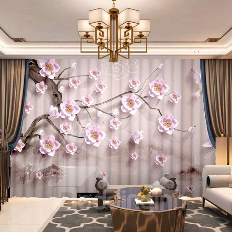 3D Breathable Chiffon Decorative Sheer Curtains with Delicate Carved Flowers Pattern - Image 8