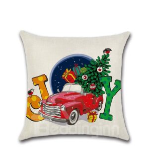 Christmas Is Coming£¡1Piece High Quality Plain Flax Cheerful Christmas Theme Pattern Pillowcase £¨1 Pillowcase Without Pillow Core£©