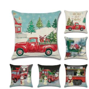 1Piece Wear-Resistant And Dirty-Resistant Plain Flax Cheerful Christmas Theme Pattern Pillowcase £¨1 Pillowcase Without Pillow Core£©