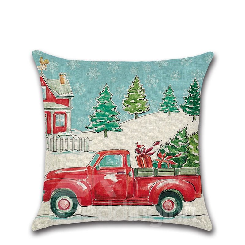 1Piece Wear-Resistant And Dirty-Resistant Plain Flax Cheerful Christmas Theme Pattern Pillowcase £¨1 Pillowcase Without Pillow Core£© - Image 6