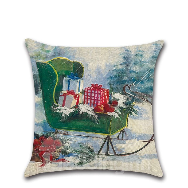 1Piece Wear-Resistant And Dirty-Resistant Plain Flax Cheerful Christmas Theme Pattern Pillowcase £¨1 Pillowcase Without Pillow Core£© - Image 3