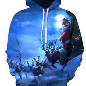 Christmas Unisex 3D Fashion Digital Print Pullover Hooded Sweatshirts with Pockets
