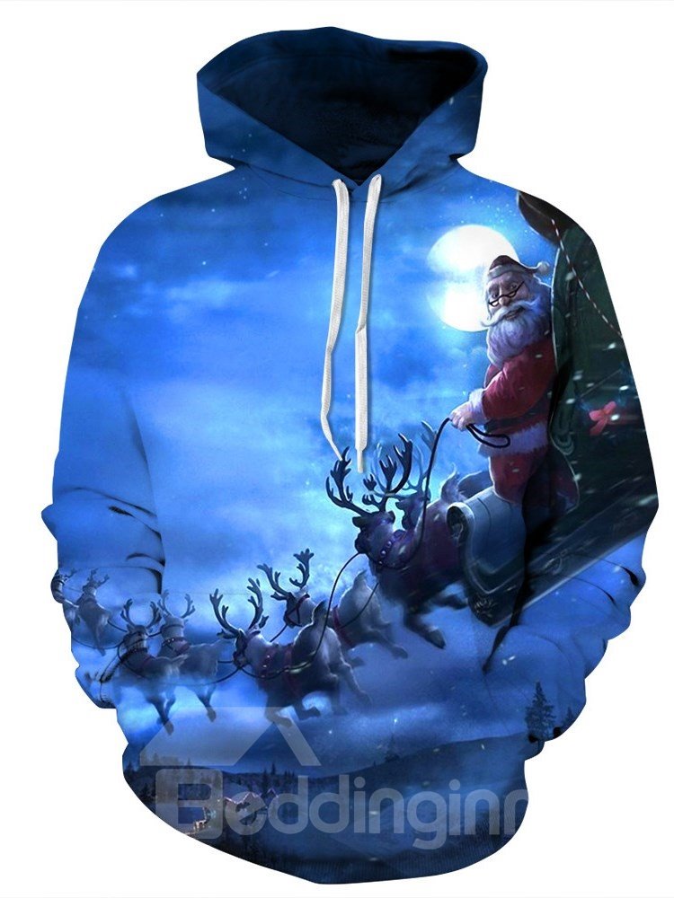 Christmas Unisex 3D Fashion Digital Print Pullover Hooded Sweatshirts with Pockets - Image 3