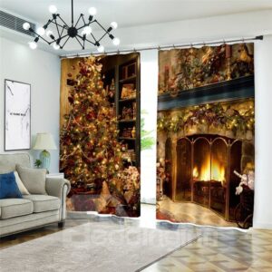 Dreamlike Christmas 3D Print Thick Polyester Blackout Decorative Curtains for Living Room Bedroom