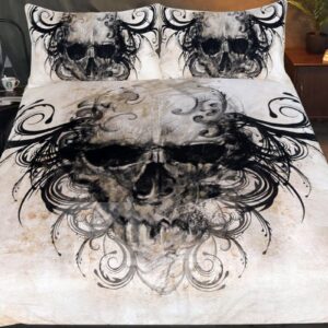 3D Black-haired Skull 3-Piece Bedding Sets/Duvet Cover Sets