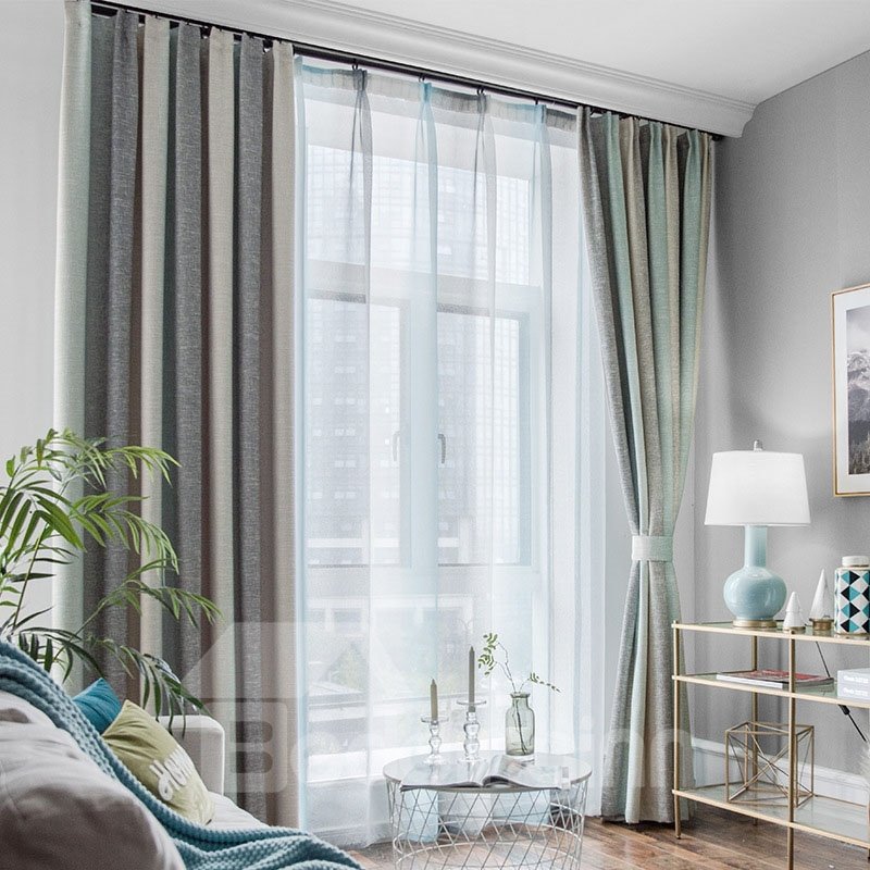 Nordic Style 100% Blackout Fibre Ombe Custom Grommet Curtains for Living Room Bedroom - Image 3