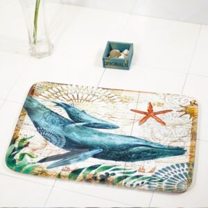 Sea Creatures Whales Bath Mat Floor Mat Waterproof Anti-Slip Rectangle Area Rug Home Decor