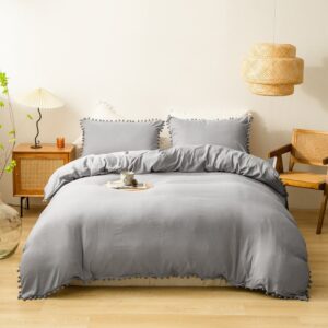 Modern 3-Piece Bedding Set 1 Duvet Cover 2 Pillowcases High-quality Polyester Solid Color Twin Queen King Size
