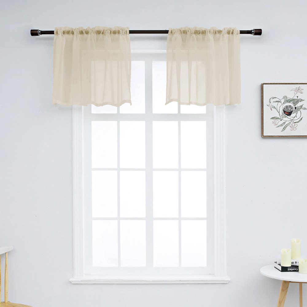 Modern Simple Solid Color Window Valance 1 Pc Sheer Voile Valance for Kitchens Bathrooms Basements & More - Image 22