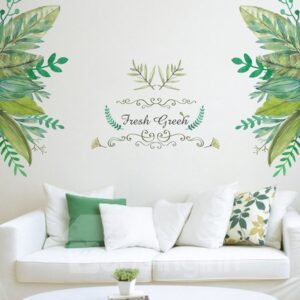 Green Leaves Pastoral Style PVC Wall Sticker Bedroom Living Room Background Home Decor