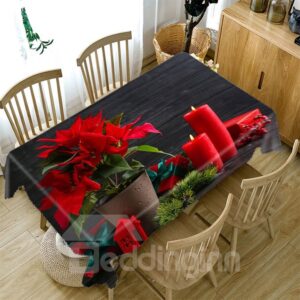 3D Tablecloth Merry Christmas Galloping Santa Claus Pattern Waterproof Cloth Thicken Rectangular And Wedding Table Cloth