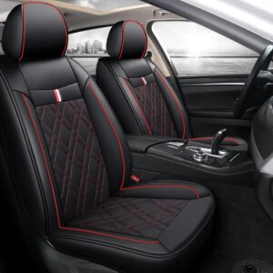 Simple Style 5PCS Car Seat Covers Full Set with Waterproof Leather Airbag Compatible Automotive Vehicle Cushion Cover Universal Fit for Most Cars £¨Ford Mustang and Chevrolet Camaro are Not Suitable£©