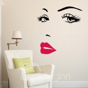 Audrey Hepburn Face Black and Red Wall PVC Waterproof Stickers