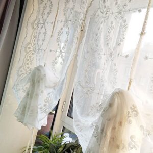 Elegant Linen Embroidered Decorative Roman Sheer Shades