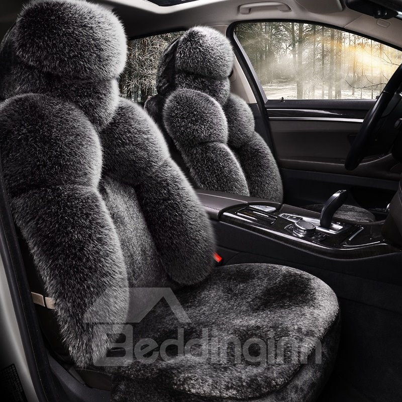 5-Seater Full Coverage Winter Warm Custom Made Cashmere Material Airbag Compatible No Hair Removal Fluffy Soft Universal Fit Seat Cover