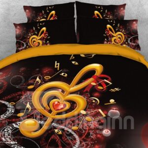 The Concerto of Love Notes Music 3D Duvet Cover Set 4-Piece Soft Breathable Bedding Set