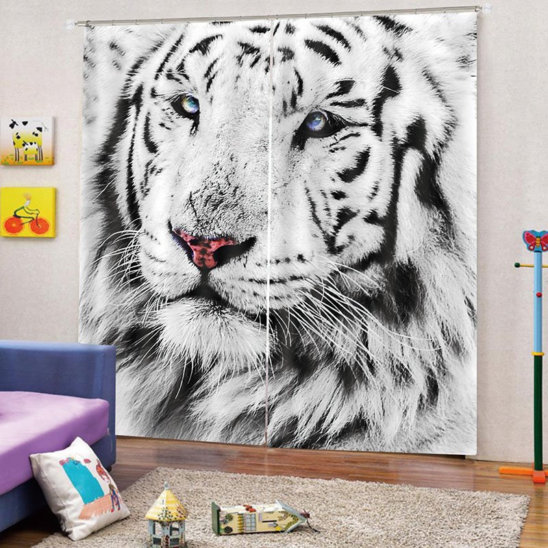 3D Beautiful Tiger Print Blackout and Decorative Curtains for Living Room Bedroom - Image 8