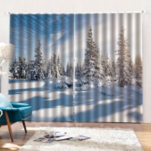 3D Fantastic Snow View Print Blackout and Decorative Curtains for Living Room Bedroom