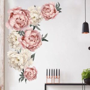 Romantic Pink Peony Floral Vintage Wall Stickers Self-adhesive Wall Decorations